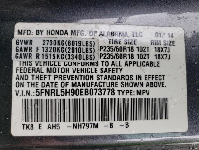 Photo 12 VIN: 5FNRL5H90EB073778 - HONDA ODYSSEY TO 