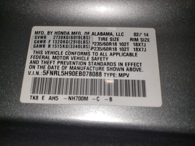 Photo 11 VIN: 5FNRL5H90EB078088 - HONDA ODYSSEY TO 