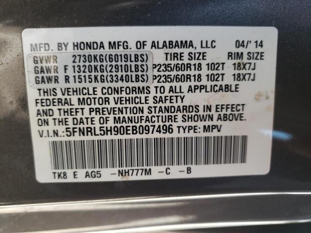 Photo 9 VIN: 5FNRL5H90EB097496 - HONDA ODYSSEY TO 