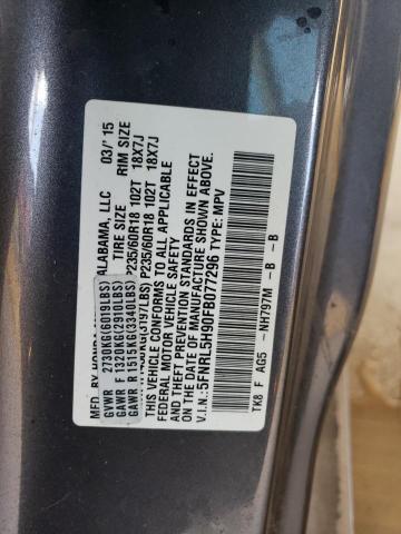 Photo 11 VIN: 5FNRL5H90FB077296 - HONDA ODYSSEY TO 