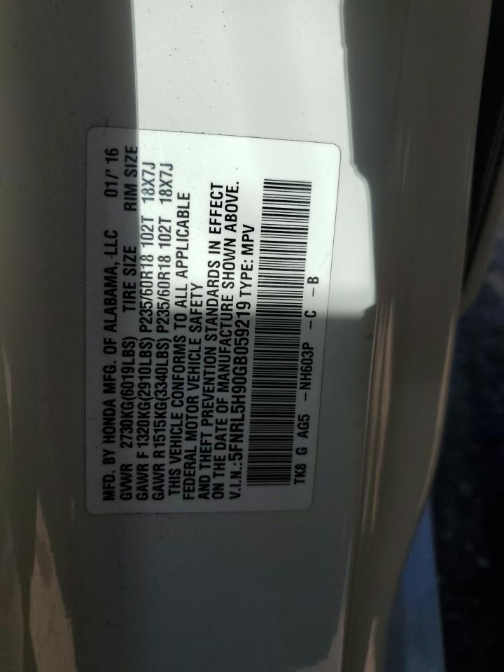 Photo 12 VIN: 5FNRL5H90GB059219 - HONDA ODYSSEY 