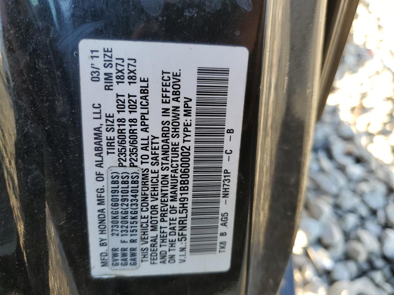 Photo 13 VIN: 5FNRL5H91BB060002 - HONDA ODYSSEY 