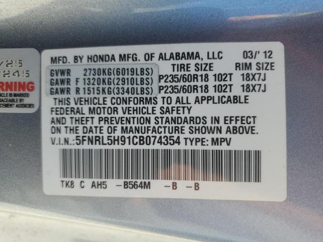 Photo 12 VIN: 5FNRL5H91CB074354 - HONDA ODYSSEY TO 