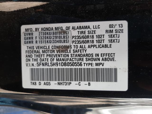 Photo 9 VIN: 5FNRL5H91DB050556 - HONDA ODYSSEY TO 