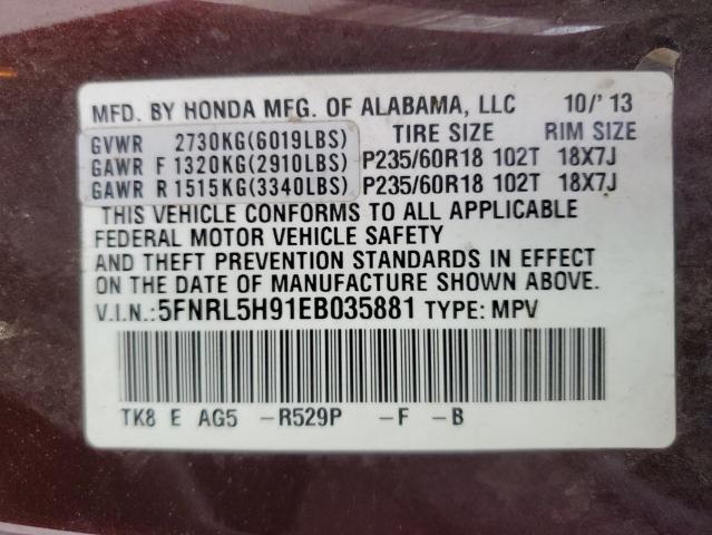 Photo 13 VIN: 5FNRL5H91EB035881 - HONDA ODYSSEY TO 