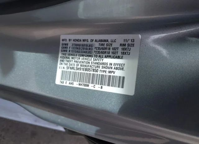 Photo 8 VIN: 5FNRL5H91EB057850 - HONDA ODYSSEY 