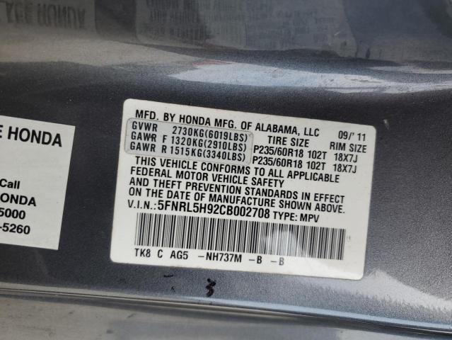 Photo 12 VIN: 5FNRL5H92CB002708 - HONDA ODYSSEY TO 