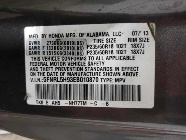 Photo 12 VIN: 5FNRL5H93EB010870 - HONDA ODYSSEY TO 