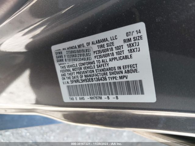 Photo 8 VIN: 5FNRL5H93EB136436 - HONDA ODYSSEY 