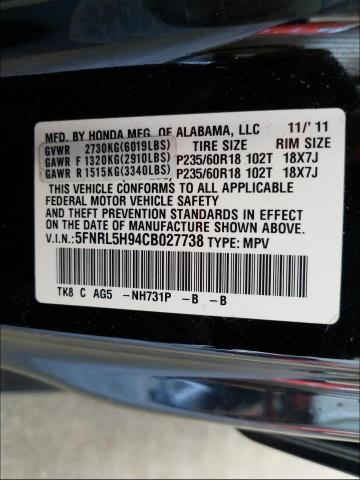 Photo 9 VIN: 5FNRL5H94CB027738 - HONDA ODYSSEY TO 