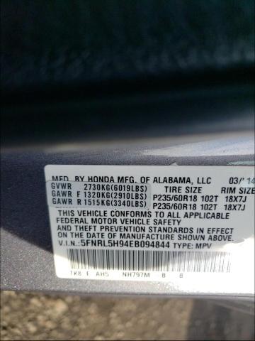 Photo 9 VIN: 5FNRL5H94EB094844 - HONDA ODYSSEY TO 