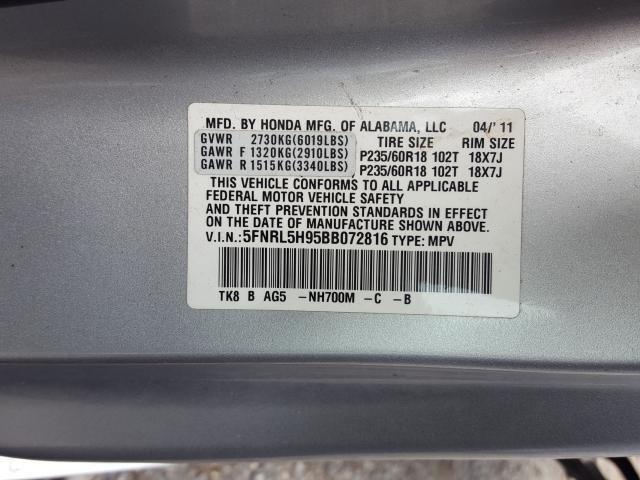 Photo 9 VIN: 5FNRL5H95BB072816 - HONDA ODYSSEY TO 