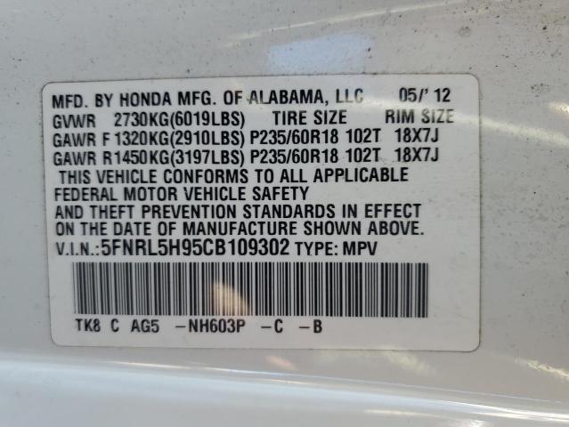 Photo 12 VIN: 5FNRL5H95CB109302 - HONDA ODYSSEY TO 