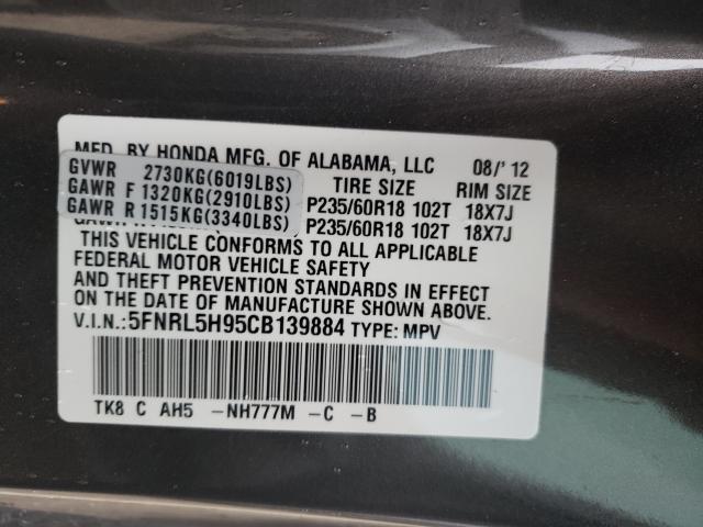 Photo 9 VIN: 5FNRL5H95CB139884 - HONDA ODYSSEY TO 