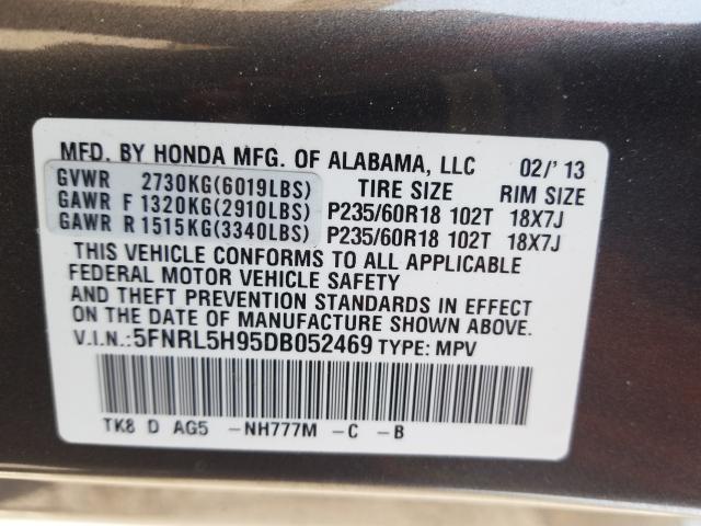 Photo 9 VIN: 5FNRL5H95DB052469 - HONDA ODYSSEY TO 