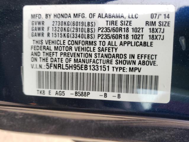 Photo 9 VIN: 5FNRL5H95EB133151 - HONDA ODYSSEY TO 