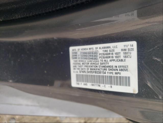 Photo 9 VIN: 5FNRL5H95FB038154 - HONDA ODYSSEY TO 