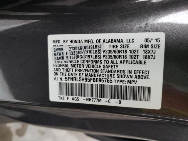 Photo 9 VIN: 5FNRL5H95FB096765 - HONDA ODYSSEY TO 