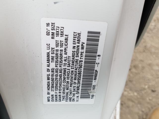 Photo 9 VIN: 5FNRL5H95GB076078 - HONDA ODYSSEY TO 