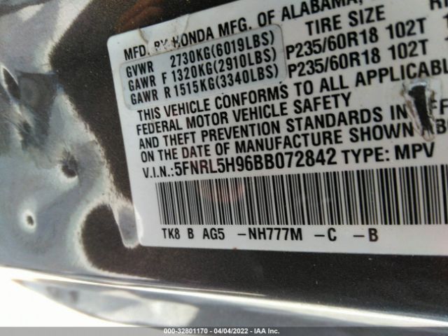 Photo 8 VIN: 5FNRL5H96BB072842 - HONDA ODYSSEY 