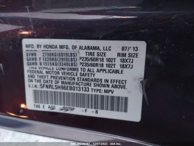 Photo 8 VIN: 5FNRL5H96EB013133 - HONDA ODYSSEY 