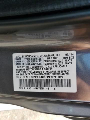 Photo 12 VIN: 5FNRL5H96EB106749 - HONDA ODYSSEY TO 