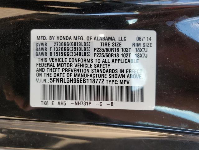 Photo 9 VIN: 5FNRL5H96EB118772 - HONDA ODYSSEY TO 