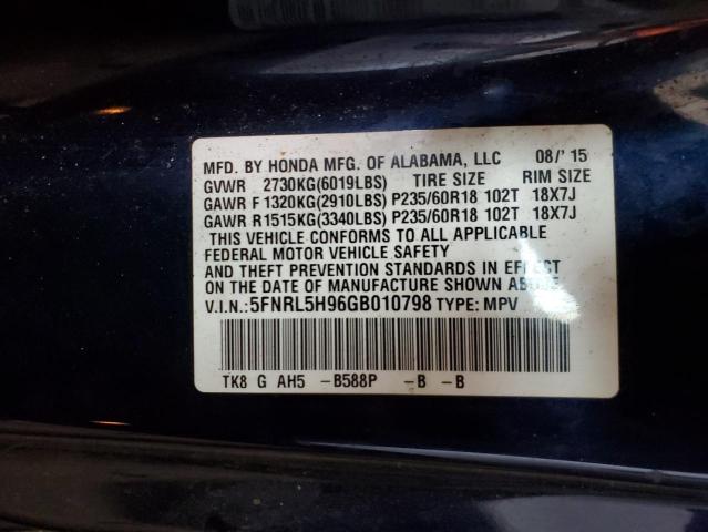 Photo 11 VIN: 5FNRL5H96GB010798 - HONDA ODYSSEY TO 