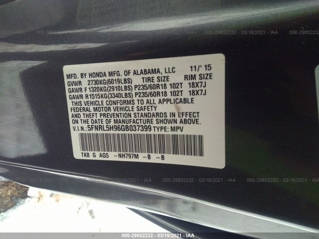 Photo 8 VIN: 5FNRL5H96GB037399 - HONDA ODYSSEY 