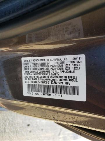 Photo 9 VIN: 5FNRL5H97CB011386 - HONDA ODYSSEY TO 