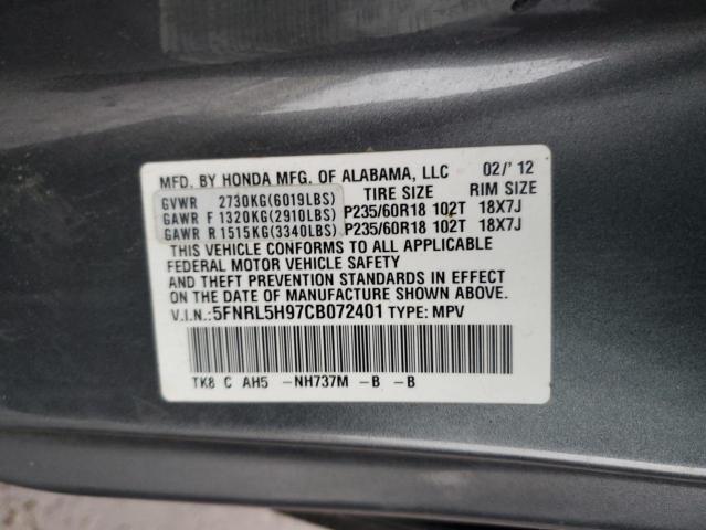 Photo 12 VIN: 5FNRL5H97CB072401 - HONDA ODYSSEY 