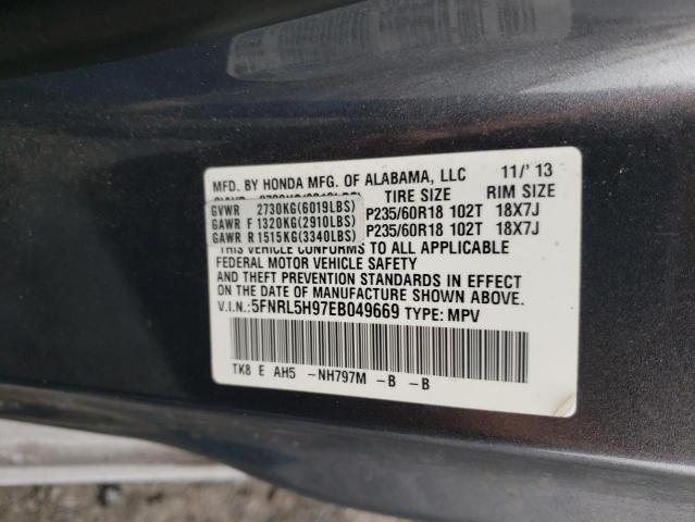 Photo 12 VIN: 5FNRL5H97EB049669 - HONDA ODYSSEY TO 