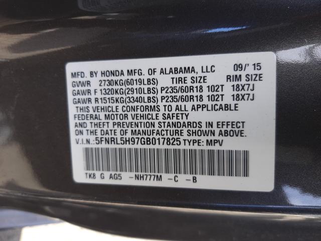 Photo 9 VIN: 5FNRL5H97GB017825 - HONDA ODYSSEY TO 