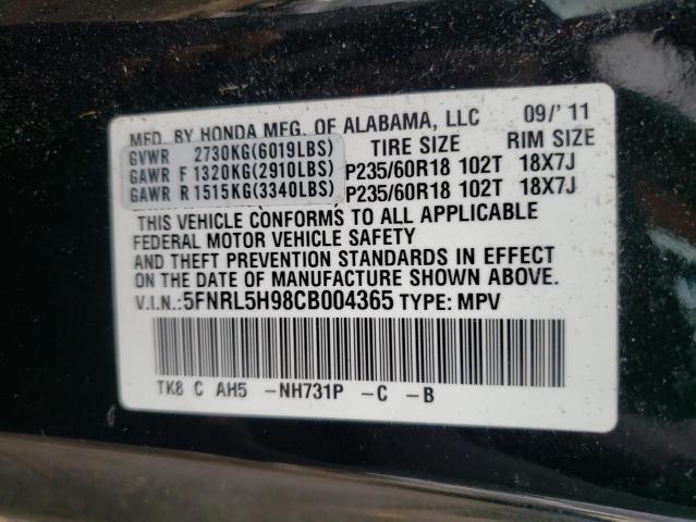 Photo 9 VIN: 5FNRL5H98CB004365 - HONDA ODYSSEY TO 