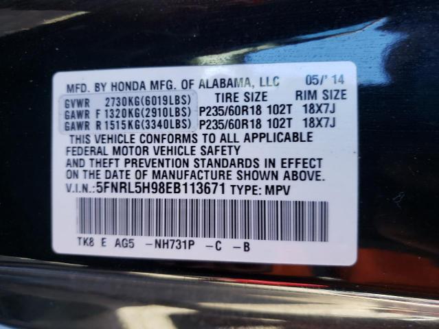 Photo 9 VIN: 5FNRL5H98EB113671 - HONDA ODYSSEY TO 