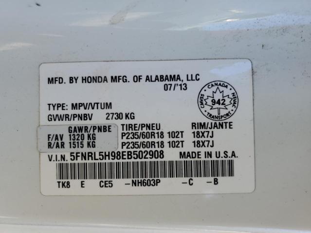 Photo 12 VIN: 5FNRL5H98EB502908 - HONDA ODYSSEY TO 