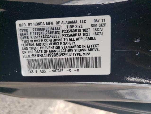 Photo 12 VIN: 5FNRL5H99BB092907 - HONDA ODYSSEY TO 