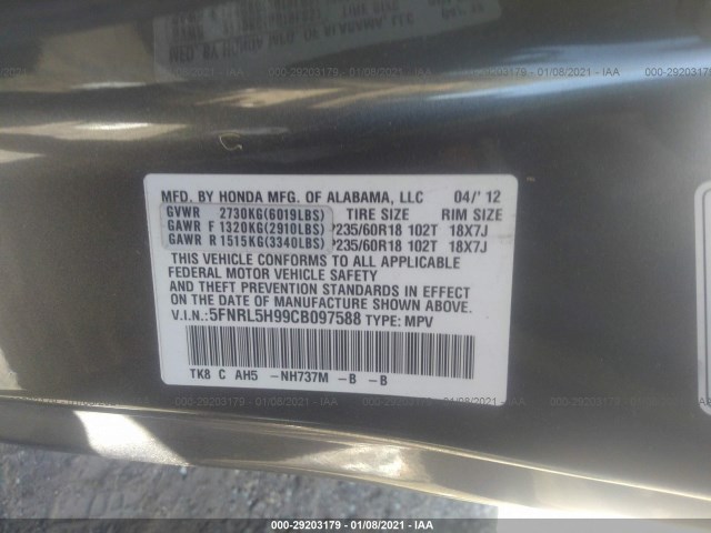 Photo 8 VIN: 5FNRL5H99CB097588 - HONDA ODYSSEY 