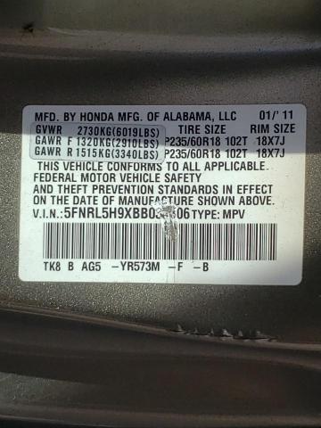 Photo 9 VIN: 5FNRL5H9XBB038306 - HONDA ODYSSEY TO 