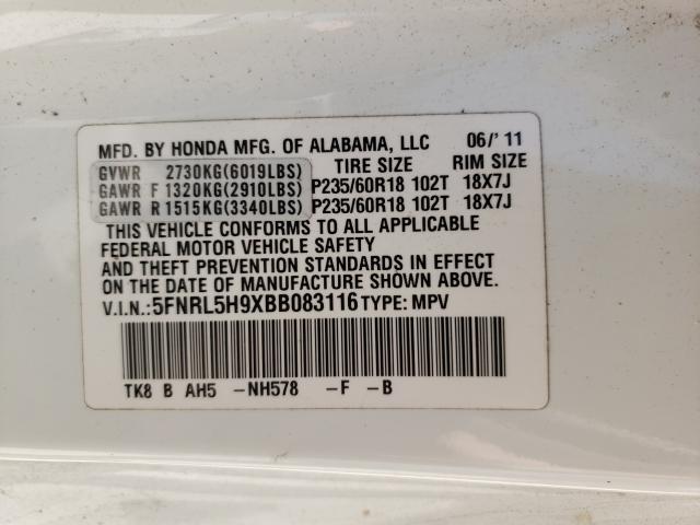 Photo 9 VIN: 5FNRL5H9XBB083116 - HONDA ODYSSEY TO 