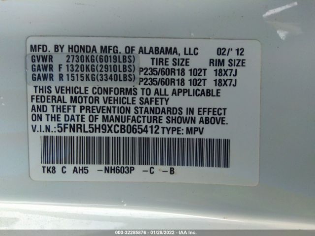 Photo 8 VIN: 5FNRL5H9XCB065412 - HONDA ODYSSEY 