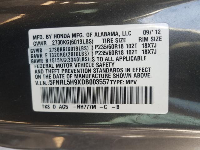 Photo 9 VIN: 5FNRL5H9XDB003557 - HONDA ODYSSEY TO 