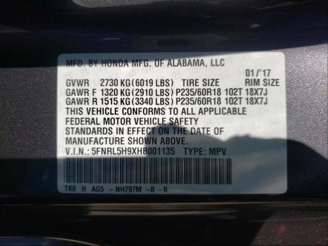 Photo 9 VIN: 5FNRL5H9XHB001135 - HONDA ODYSSEY TO 