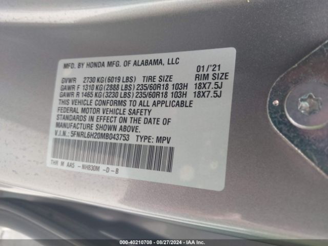 Photo 8 VIN: 5FNRL6H20MB043753 - HONDA ODYSSEY 