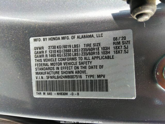 Photo 8 VIN: 5FNRL6H24MB007516 - HONDA ODYSSEY 