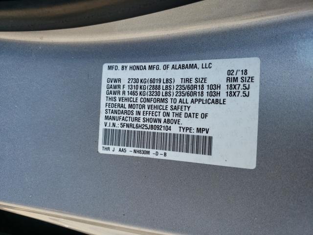 Photo 9 VIN: 5FNRL6H25JB092104 - HONDA ODYSSEY LX 