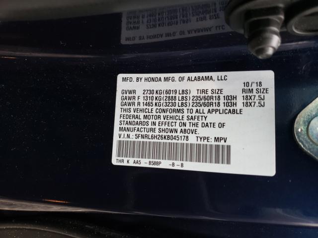 Photo 9 VIN: 5FNRL6H26KB045178 - HONDA ODYSSEY 