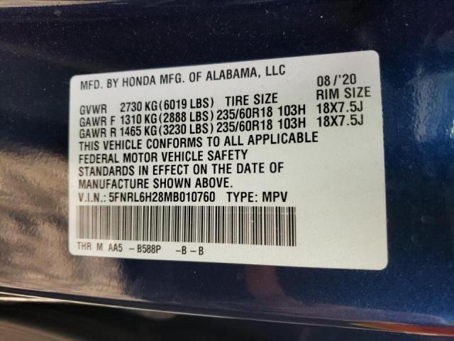 Photo 12 VIN: 5FNRL6H28MB010760 - HONDA ODYSSEY LX 