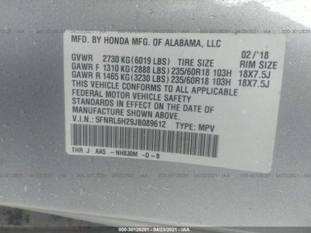 Photo 8 VIN: 5FNRL6H29JB089612 - HONDA ODYSSEY 