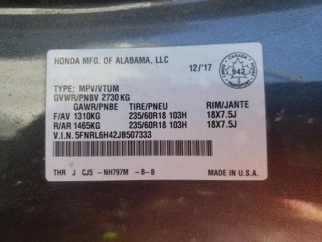 Photo 13 VIN: 5FNRL6H42JB507333 - HONDA ODYSSEY EX 